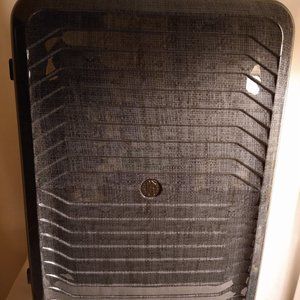 ROBERTO CAVALLI 28" DESIGNER SUITCASE TEXTURE/DENIM EXPANDABLE SPINNER LUGGAGE